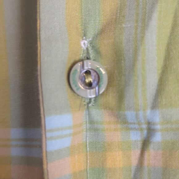 1970s Nostalgic Plaid Eyelet Lace Girls Dress Size 10 - Picture 11 of 12